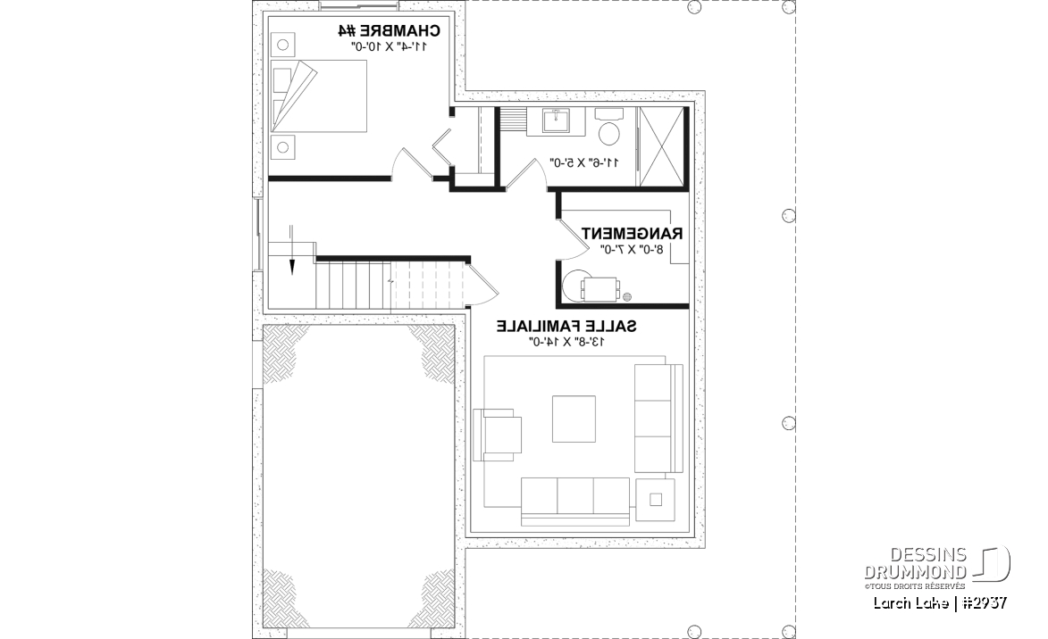 Sous-sol aménagé (Optionel $) - Modèle farmhouse abordable avec garage, 3 à 4 chambres, sous-sol aménagé optionnel - Larch Lake