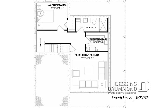 Sous-sol aménagé (Optionel $) - Plan de maison champêtre avec option de 2 ou 3 chambres, belle lumière naturelle, garage - Larch Lake