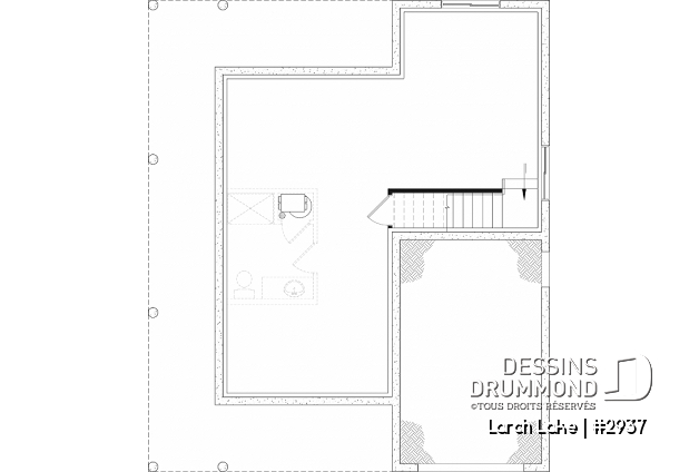 Sous-sol aménageable - Plan de maison champêtre avec option de 2 ou 3 chambres, belle lumière naturelle, garage - Larch Lake