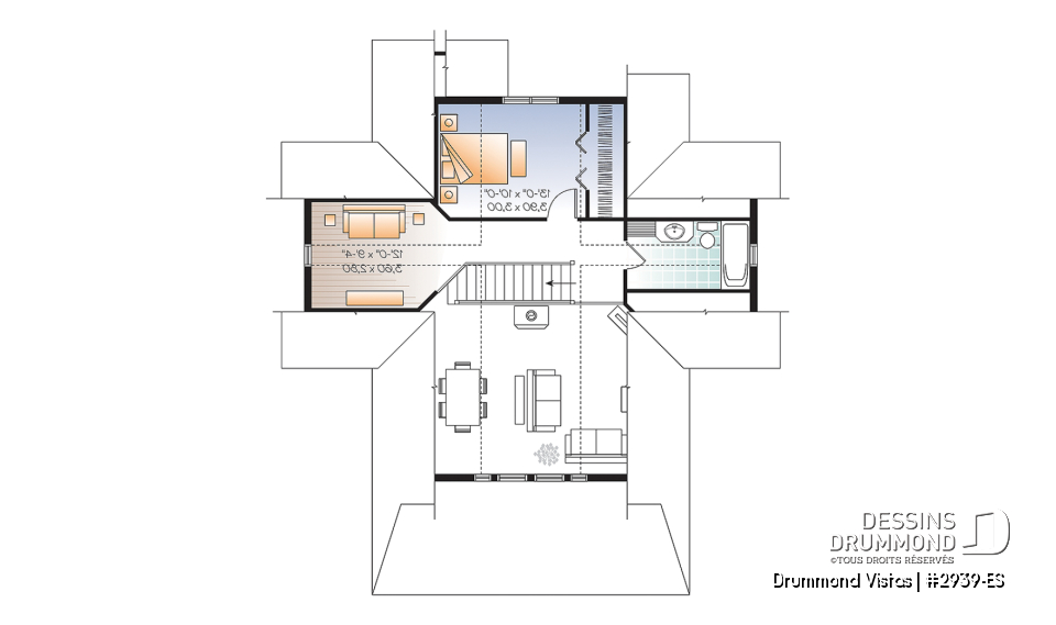 Étage - Plan de maison / chalet, superbe suite des maîtres au rdc, plancher ouvert, mezzanine, fondation rez-de-jardin - Drummond Vistas