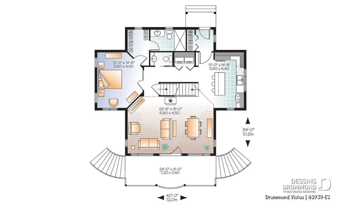 Rez-de-chaussée - Plan de maison / chalet, superbe suite des maîtres au rdc, plancher ouvert, mezzanine, fondation rez-de-jardin - Drummond Vistas