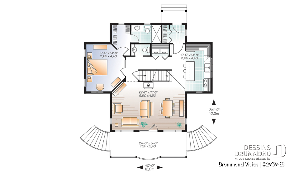 Rez-de-chaussée - Plan de maison / chalet, superbe suite des maîtres au rdc, plancher ouvert, mezzanine, fondation rez-de-jardin - Drummond Vistas