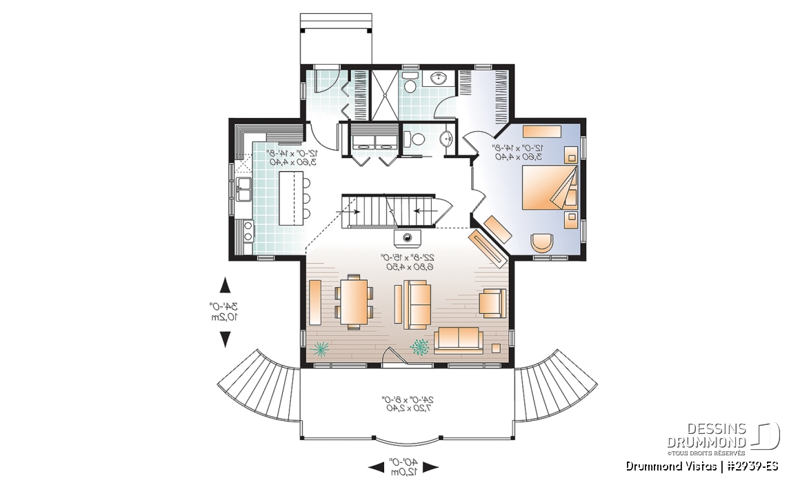 Rez-de-chaussée - Plan de maison / chalet, superbe suite des maîtres au rdc, plancher ouvert, mezzanine, fondation rez-de-jardin - Drummond Vistas
