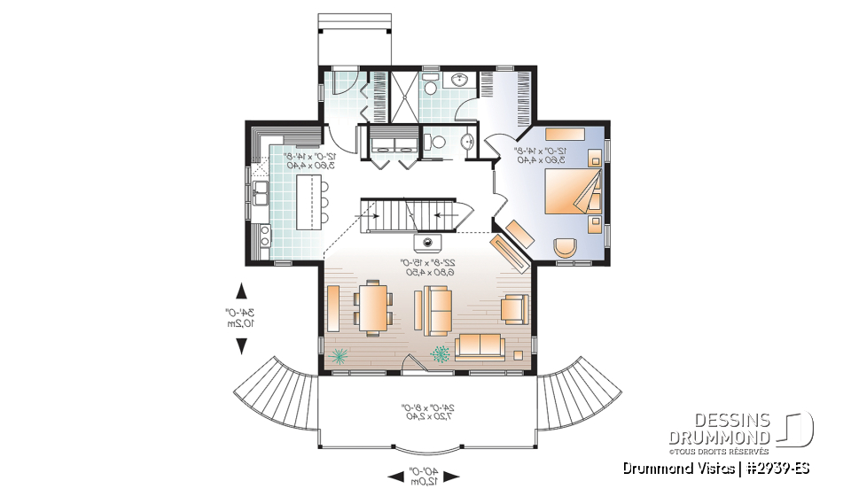 Rez-de-chaussée - Plan de maison / chalet, superbe suite des maîtres au rdc, plancher ouvert, mezzanine, fondation rez-de-jardin - Drummond Vistas