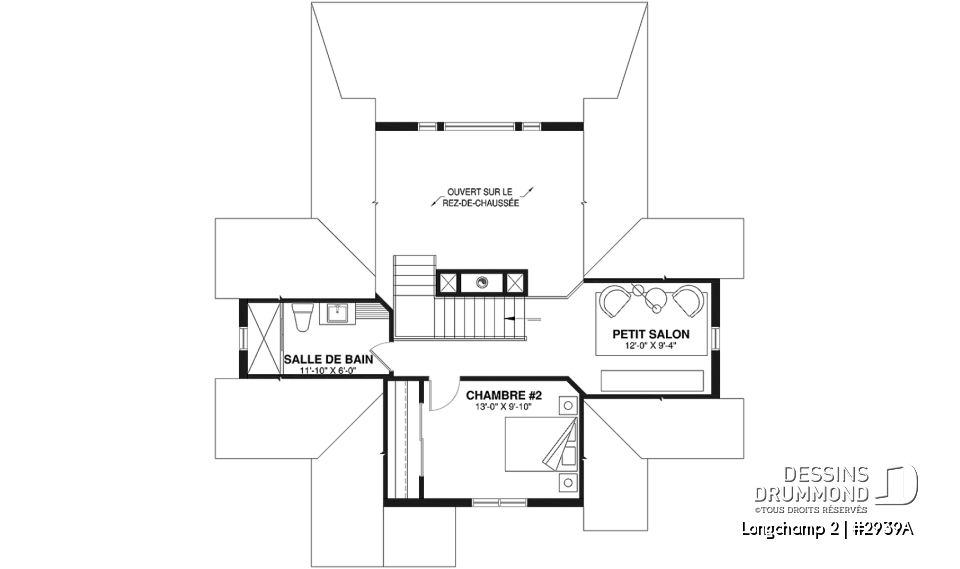 Étage - Superbe maison de campagne, plan de 2 chambres + loft à l'étage, mezzanine, aire ouverte - Longchamp 2