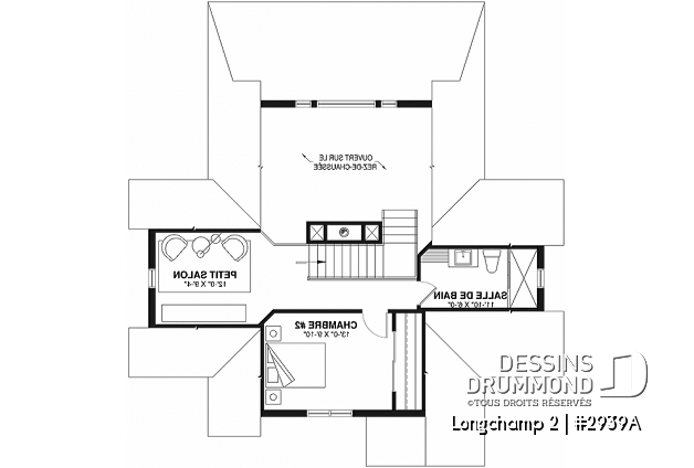 Étage - Superbe maison de campagne, plan de 2 chambres + loft à l'étage, mezzanine, aire ouverte - Longchamp 2