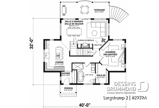 Rez-de-chaussée - Superbe maison de campagne, plan de 2 chambres + loft à l'étage, mezzanine, aire ouverte - Longchamp 2