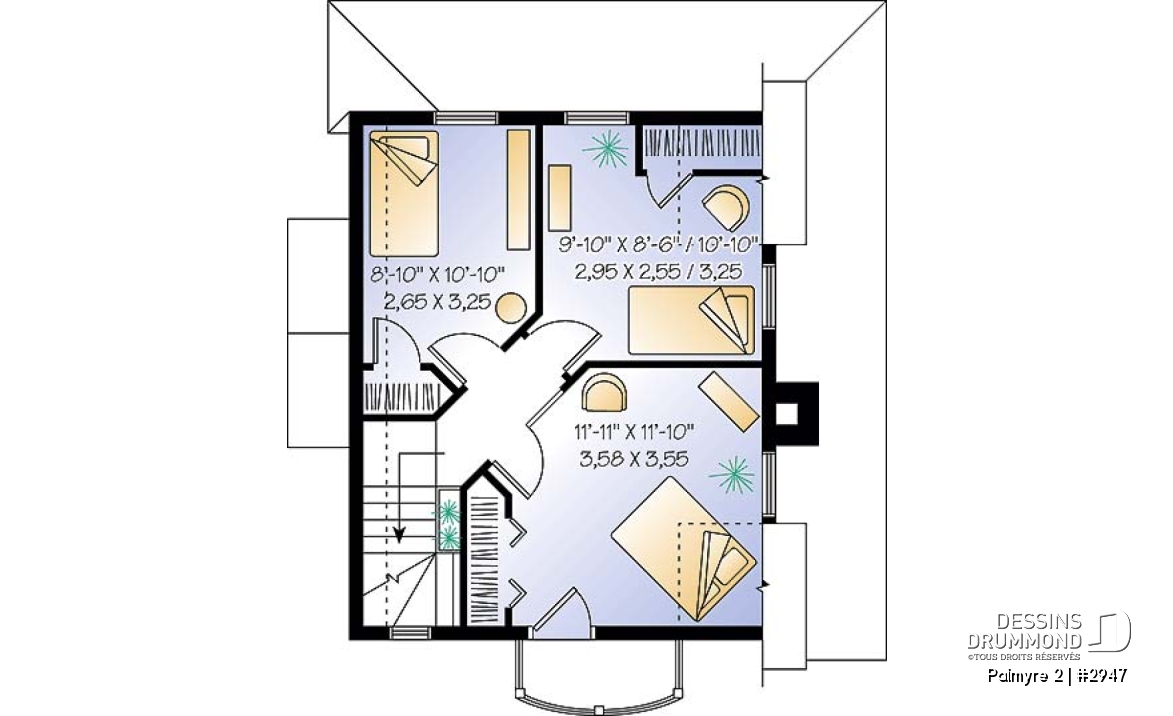 Étage - Cottage de 3 chambres avec balcon privé à la suite des maîtres, et grande gallerie sur 3 faces au rdc. - Palmyre 2