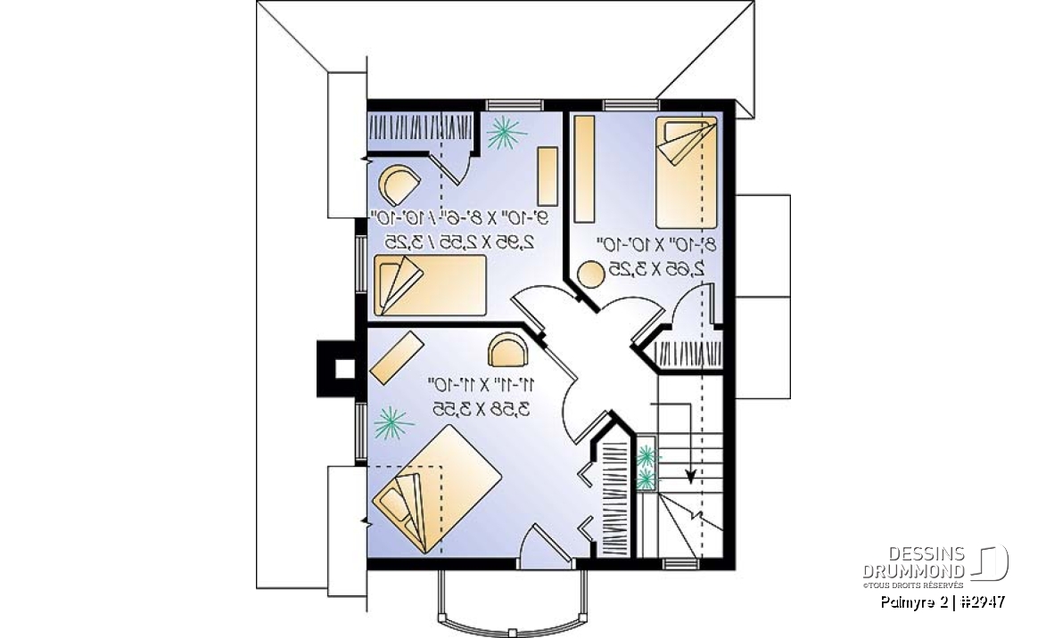 Étage - Cottage de 3 chambres avec balcon privé à la suite des maîtres, et grande gallerie sur 3 faces au rdc. - Palmyre 2