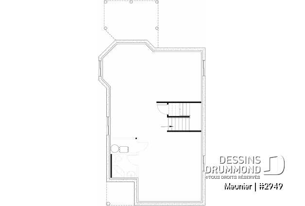Sous-sol - Plan de cottage de 3 chambres, style Cape Cod, fenestration abondant, grande chambre des parents - Meunier