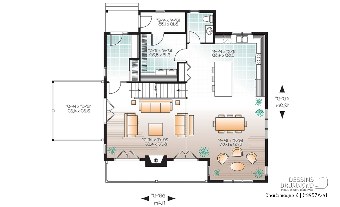 Rez-de-chaussée - Spacieux plan de chalet 2 à 6 chambres, grande buanderie, 2 salons, foyer, 2 balcons dont un abrité - Charlemagne 6