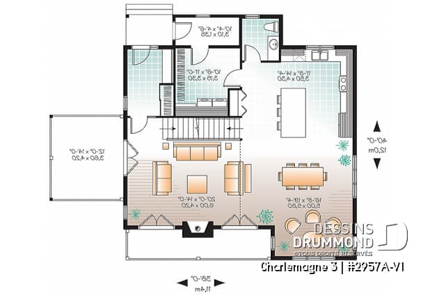 Rez-de-chaussée - Spacieux plan de chalet 2 à 6 chambres, grande buanderie, 2 salons, foyer, 2 balcons dont un abrité - Charlemagne 6