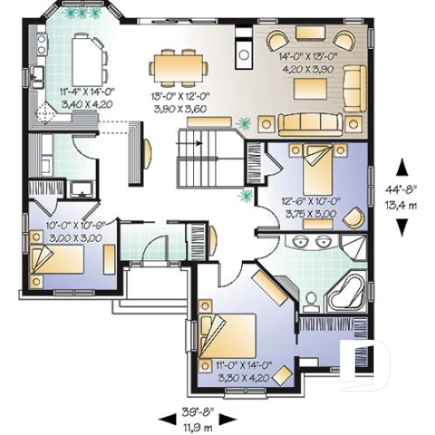 Rez-de-chaussée - Bungalow 3 chambres, superbe secteur cuisine, salle à manger et salon avec foyer central, buanderie - Plymouth