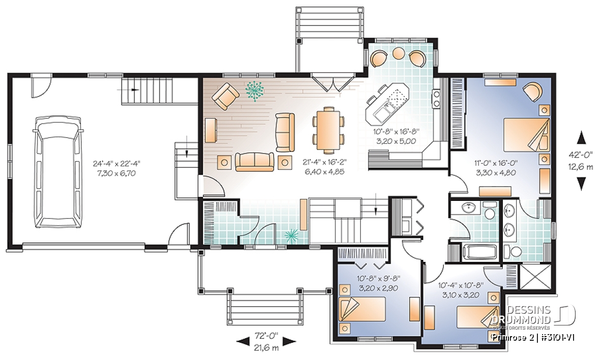 Rez-de-chaussée - Plan de plain-pied 6 chambres dont 3 au rdc., garage double, coin ordinateur, 2 séjours, superbe aménagement - Primrose 2