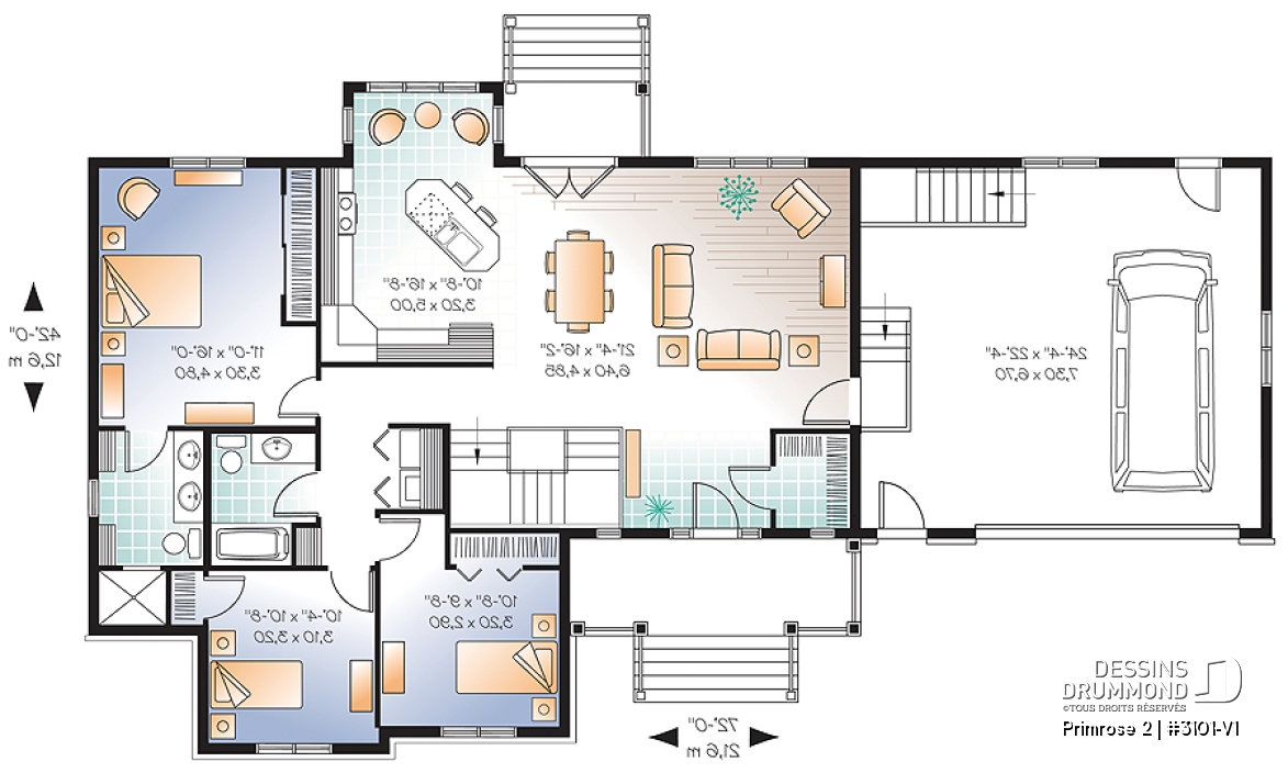 Rez-de-chaussée - Plan de plain-pied 6 chambres dont 3 au rdc., garage double, coin ordinateur, 2 séjours, superbe aménagement - Primrose 2