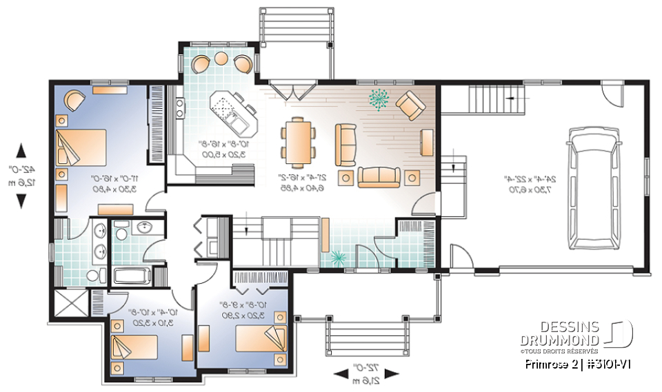 Rez-de-chaussée - Plan de plain-pied 6 chambres dont 3 au rdc., garage double, coin ordinateur, 2 séjours, superbe aménagement - Primrose 2