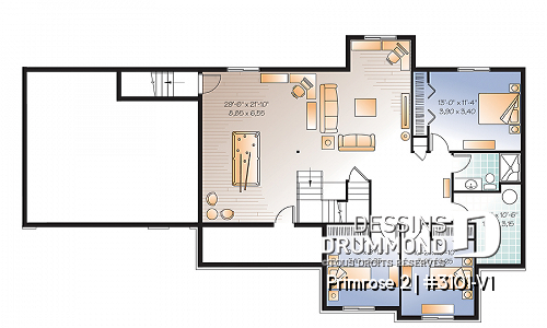Sous-sol - Plan de plain-pied 6 chambres dont 3 au rdc., garage double, coin ordinateur, 2 séjours, superbe aménagement - Primrose 2