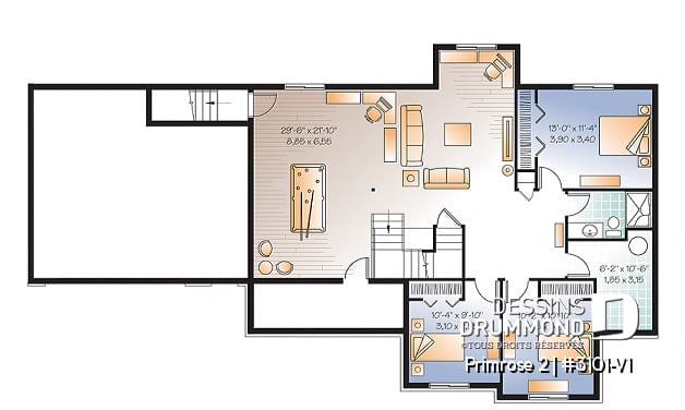 Sous-sol - Plan de plain-pied 6 chambres dont 3 au rdc., garage double, coin ordinateur, 2 séjours, superbe aménagement - Primrose 2