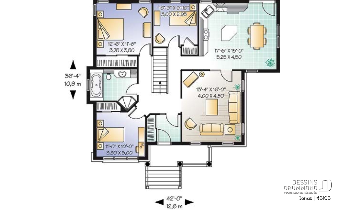 Rez-de-chaussée - Bungalow bon format et bon prix avec 3 chambres et plafond 9' - Jonas