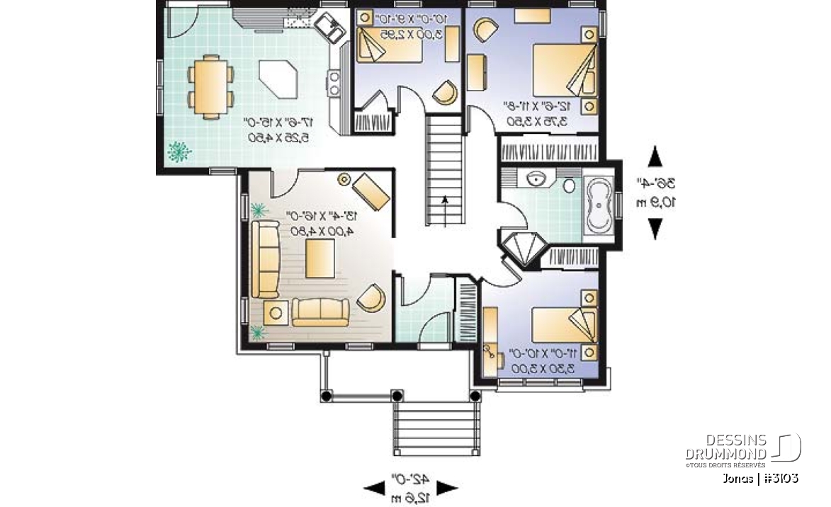 Rez-de-chaussée - Bungalow bon format et bon prix avec 3 chambres et plafond 9' - Jonas