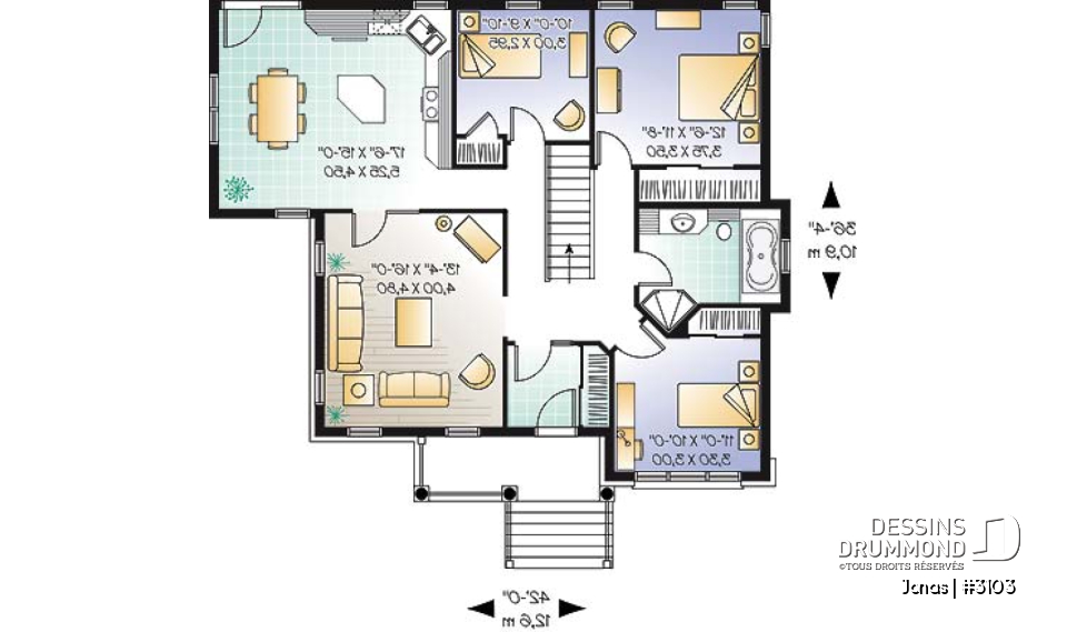 Rez-de-chaussée - Bungalow bon format et bon prix avec 3 chambres et plafond 9' - Jonas