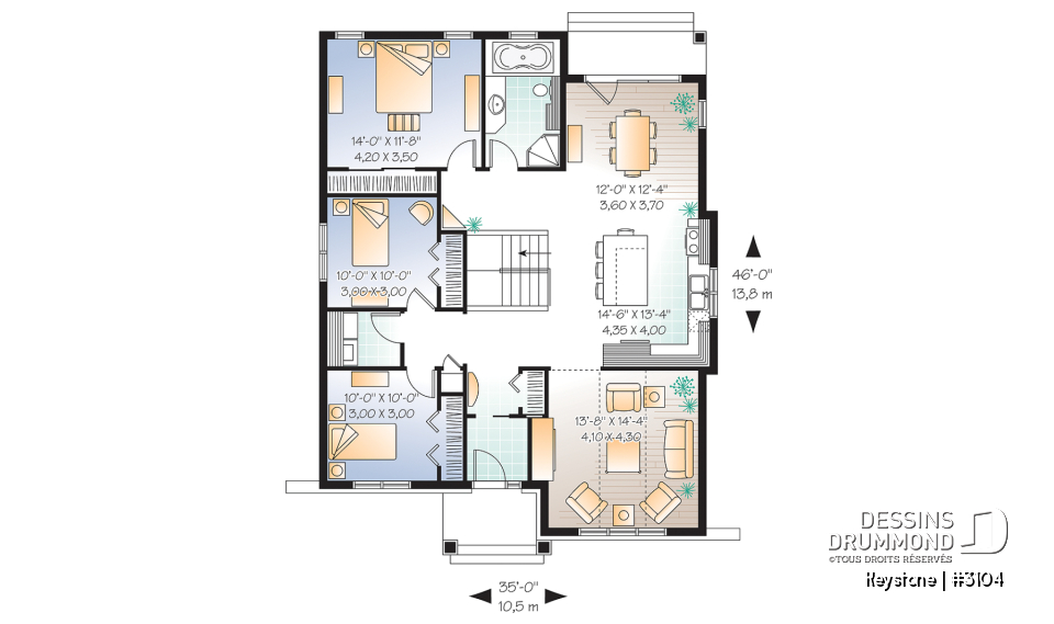 Rez-de-chaussée - Petit bungalow, espace optimisé, style champêtre, 3 chambres, vaste cuisine - Keystone
