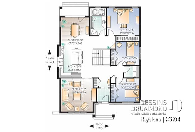 Rez-de-chaussée - Petit bungalow, espace optimisé, style champêtre, 3 chambres, vaste cuisine - Keystone