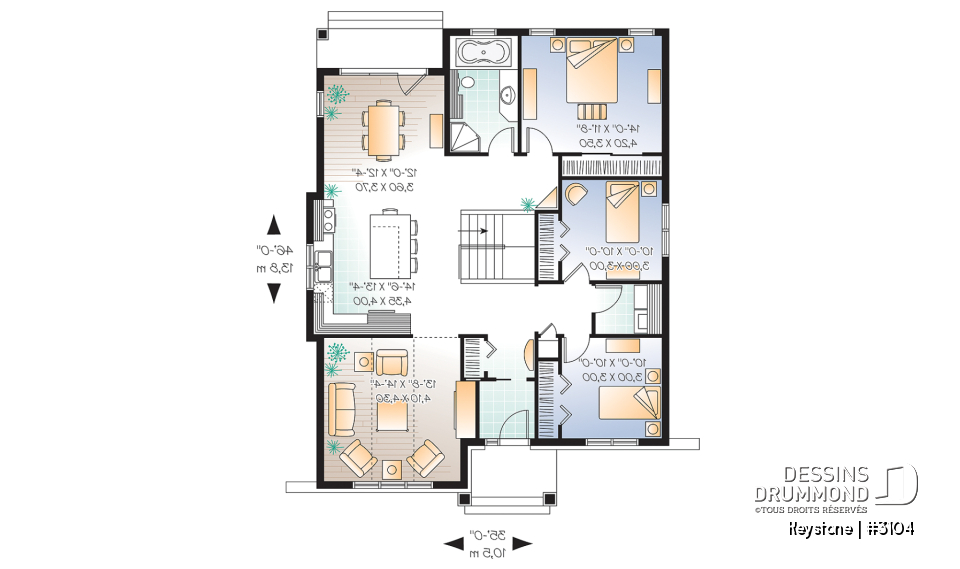 Rez-de-chaussée - Petit bungalow, espace optimisé, style champêtre, 3 chambres, vaste cuisine - Keystone