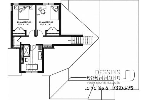 Étage - Plan de maison à étage, 3 chambres et bureau à la maison, garage, aire ouverte à l'arrière, vestiaire - La Vallée 6