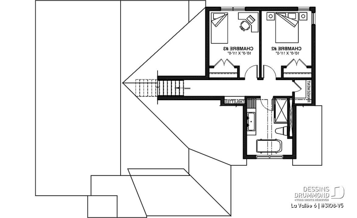 Étage - Plan de maison à étage, 3 chambres et bureau à la maison, garage, aire ouverte à l'arrière, vestiaire - La Vallée 6