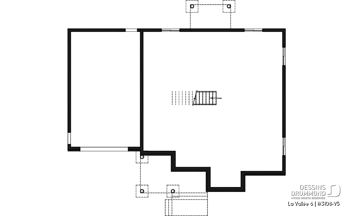 Sous-sol - Plan de maison à étage, 3 chambres et bureau à la maison, garage, aire ouverte à l'arrière, vestiaire - La Vallée 6