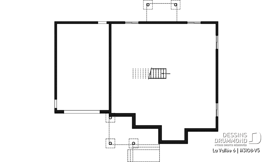 Sous-sol - Plan de maison à étage, 3 chambres et bureau à la maison, garage, aire ouverte à l'arrière, vestiaire - La Vallée 6