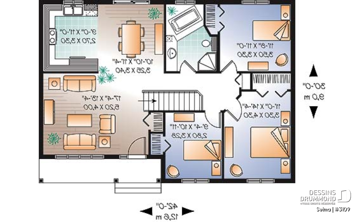Rez-de-chaussée - Modèle abordable de 3 chambres avec bain et douche séparés à la salle de bain - Selma