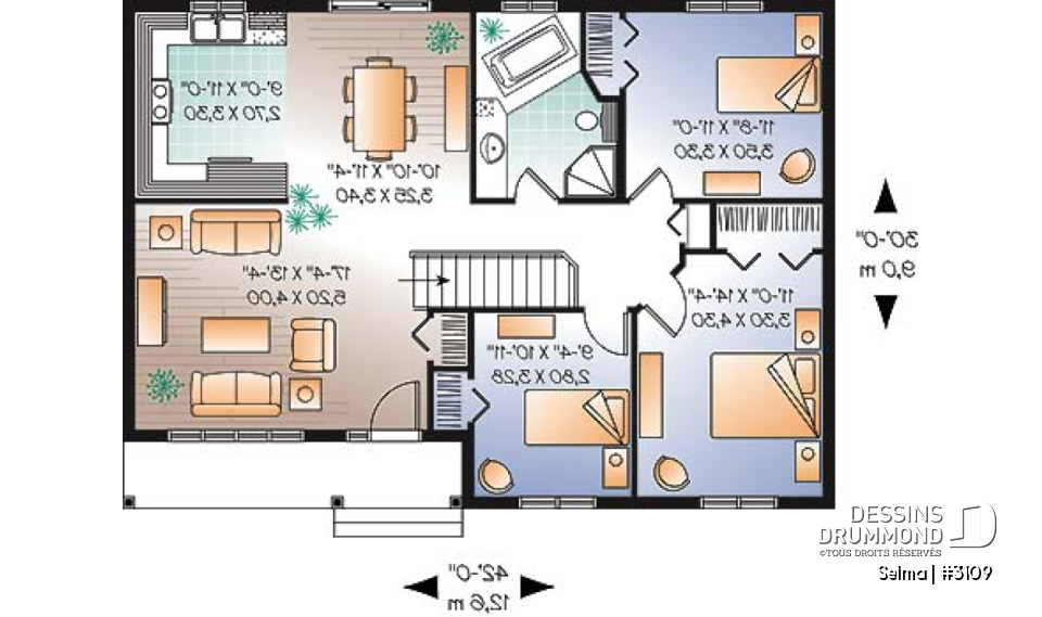 Rez-de-chaussée - Modèle abordable de 3 chambres avec bain et douche séparés à la salle de bain - Selma