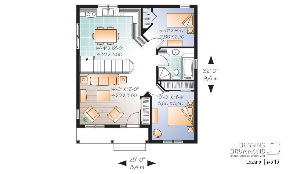 Rez-de-chaussée - Modèle de maison champêtre Lozère (#3113) | Petite maison abordable à construction simplifiée - Lozère 