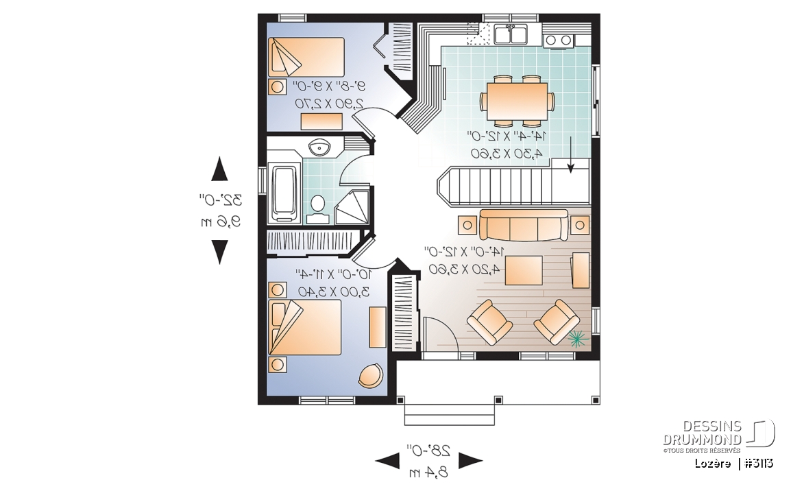 Rez-de-chaussée - Modèle de maison champêtre Lozère (#3113) | Petite maison abordable à construction simplifiée - Lozère 