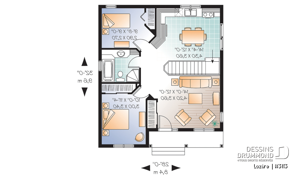 Rez-de-chaussée - Modèle de maison champêtre Lozère (#3113) | Petite maison abordable à construction simplifiée - Lozère 