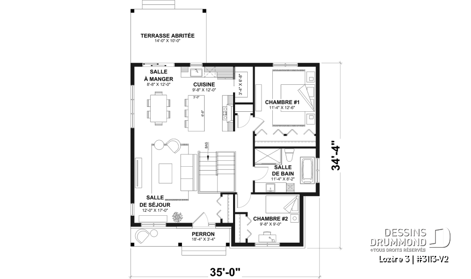 Rez-de-chaussée - Plan de maison plain-pied farmhouse économique avec jusqu’à 5 chambres, une opportunité rare à saisir - Lozère 3