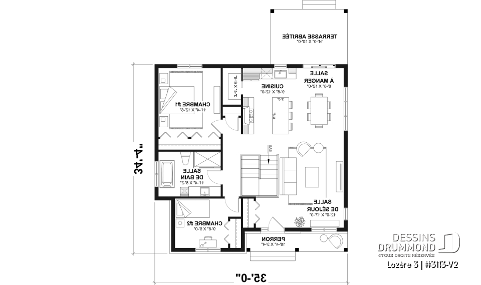 Rez-de-chaussée - Plan de maison plain-pied farmhouse économique avec jusqu’à 5 chambres, une opportunité rare à saisir - Lozère 3