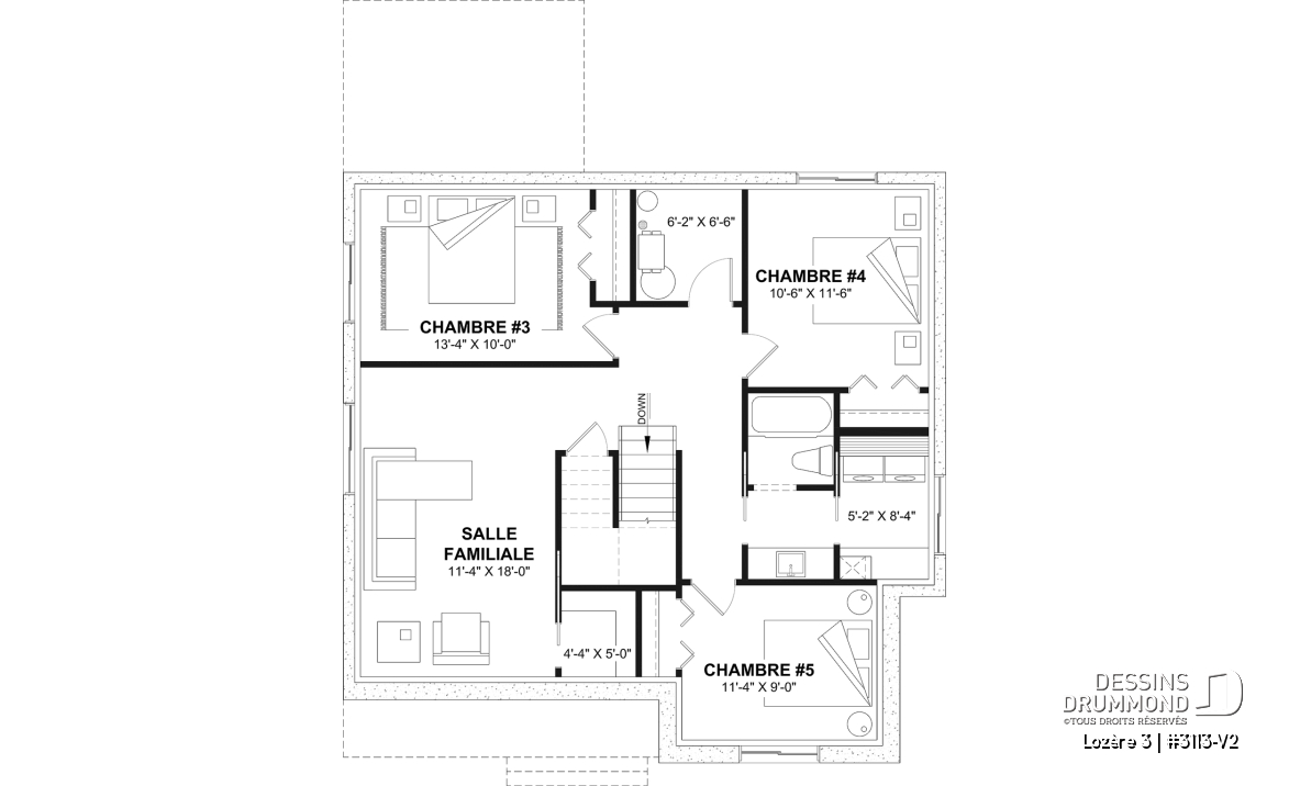 Sous-sol aménagé (Optionel $) - Plan de maison plain-pied farmhouse économique avec jusqu’à 5 chambres, une opportunité rare à saisir - Lozère 3