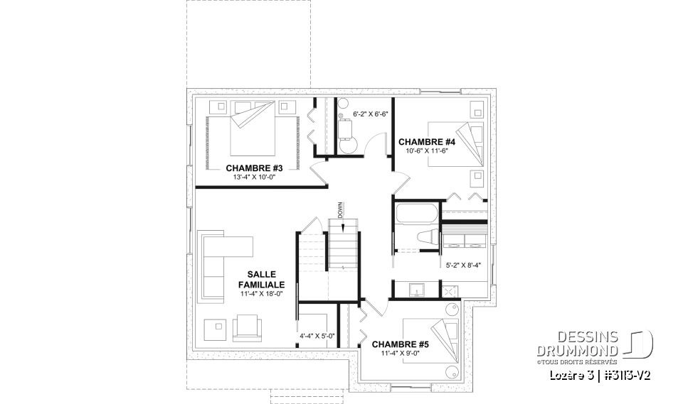 Sous-sol aménagé (Optionel $) - Plan de maison plain-pied farmhouse économique avec jusqu’à 5 chambres, une opportunité rare à saisir - Lozère 3
