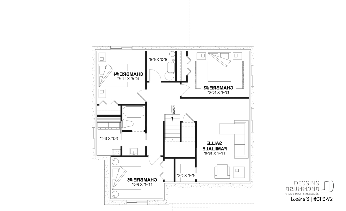 Sous-sol aménagé (Optionel $) - Plan de maison plain-pied farmhouse économique avec jusqu’à 5 chambres, une opportunité rare à saisir - Lozère 3