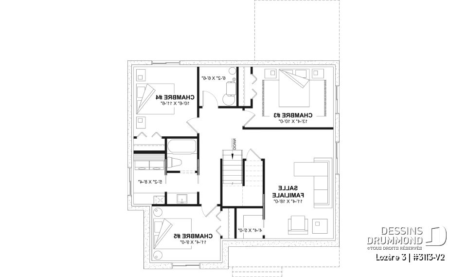Sous-sol aménagé (Optionel $) - Plan de maison plain-pied farmhouse économique avec jusqu’à 5 chambres, une opportunité rare à saisir - Lozère 3