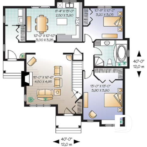 Rez-de-chaussée - Plan de plain-pied champêtre, 2 chambres, foyer au salon, belle cuisine, salle de lavage au rez-de-chaussée - Stuart