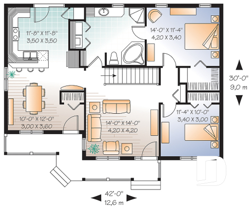 Rez-de-chaussée - Plan de plain-pied champêtre, 2 chambres, salle de bain attrayante, walk-in chambre parents, buanderie - Boismorand