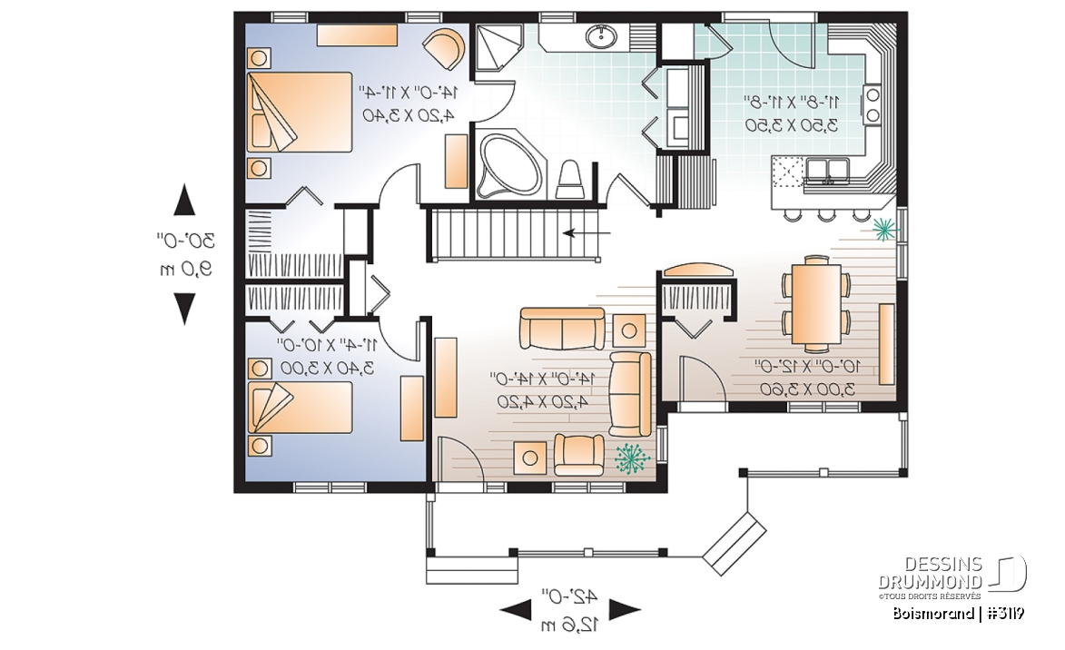 Rez-de-chaussée - Plan de plain-pied champêtre, 2 chambres, salle de bain attrayante, walk-in chambre parents, buanderie - Boismorand