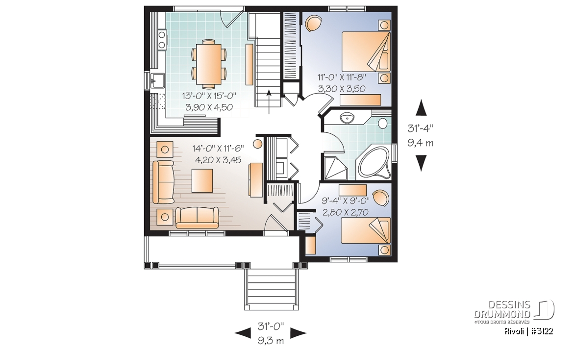 Rez-de-chaussée - Modèle de maison simple et économique – Plain-pied champêtre parfait pour auto-construction - Rivoli
