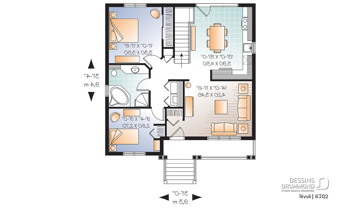 Rez-de-chaussée - Modèle de maison simple et économique – Plain-pied champêtre parfait pour auto-construction - Rivoli