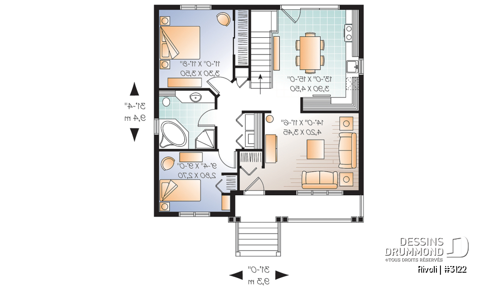 Rez-de-chaussée - Modèle de maison simple et économique – Plain-pied champêtre parfait pour auto-construction - Rivoli