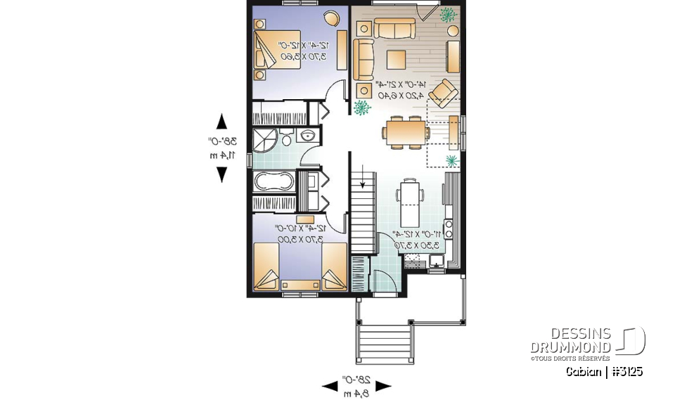 Rez-de-chaussée - Plan de plain-pied champêtre 2 chambres, abordable, vestibule, grand îlot de cuisine, plancher à aire ouverte - Gabian